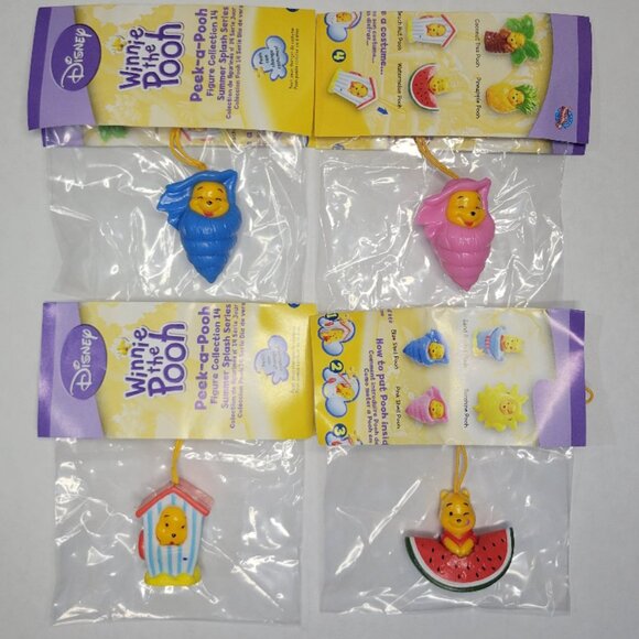 Winnie Pooh Peek-a-Pooh #14 Summer Splash Complete Series of 8 Keychain Danglers - Picture 4 of 13